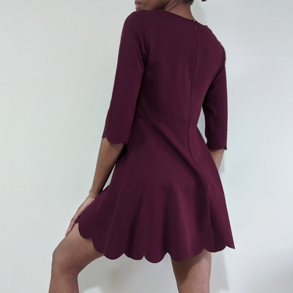 Lulu's Cumulonimbus Clouds Burgundy Skater Dress - Picture 2 of 7